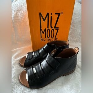 Miz Mooz Black Women's Peep Toe Sandals